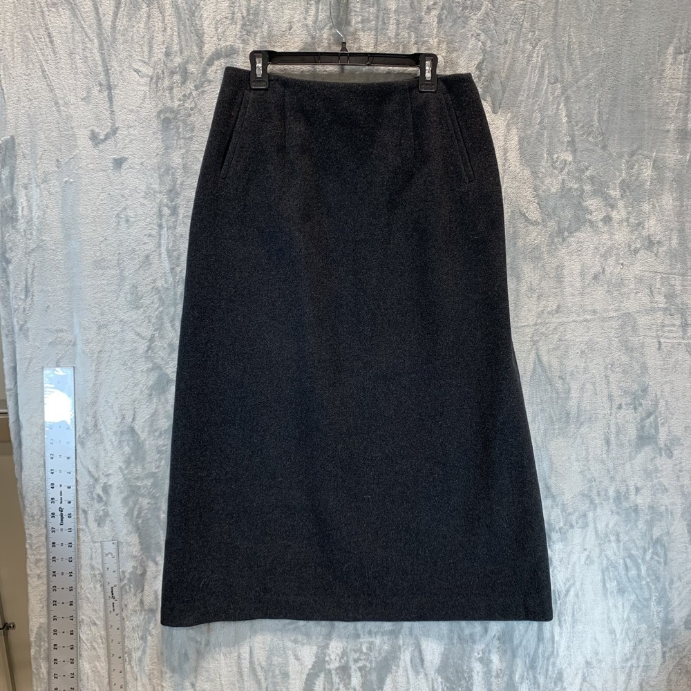 VTG Harve Benard Woemn's Skirt 100% Wool Gray 14 Pockets Midi Pencil 90s Lined